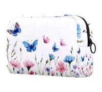 Trousse per cosmetici con coralli blu e arancioni con varie conchiglie, piccola borsa da viaggio con cerniera, borsa da toeletta portatile, organizer per trucchi per donne e ragazze, Multicolore 02
