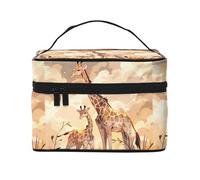 Trousse per cosmetici con giraffa madre e bambino. Borsa per cosmetici da donna alla moda, grande, organizer da viaggio per articoli da toeletta