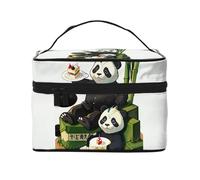 Trousse per cosmetici con panda di padre e figlio. Borsa per cosmetici da donna alla moda, grande, organizer da viaggio per articoli da toeletta