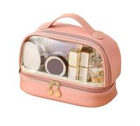Trousse per cosmetici con scomparti organizzati, design a doppio strato per un comodo utilizzo in viaggio, Come da immagine, Rosy