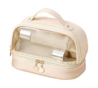 Trousse per cosmetici con scomparti organizzati, design a doppio strato per un comodo utilizzo in viaggio, Come da immagine, Bianco