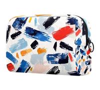 Trousse per cosmetici con semplice motivo pennellate di pittura, per donne, grande astuccio per trucchi da viaggio per articoli da toeletta, Multi, 18.5x7.5x13cm/7.3x3x5.1in, Art Deco