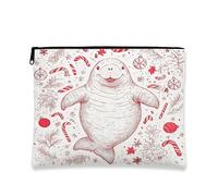 Trousse per cosmetici con sigillo festivo, fantasioso astuccio natalizio per il trucco da donna, organizer portatile con cerniera, borsa invernale per la cura della pelle, 17,8 x 22,9 cm