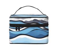 Trousse per cosmetici con stampa a onde sulle rocce. Borsa per cosmetici da donna alla moda, grande organizer da viaggio per articoli da toeletta