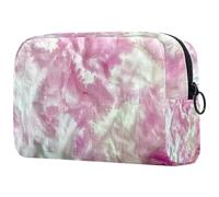 Trousse per cosmetici con tintura a nodi rosa e bianca per donne, grande astuccio per trucchi organizer da viaggio per articoli da toeletta, Multi, 18.5x7.5x13cm/7.3x3x5.1in, Art Deco
