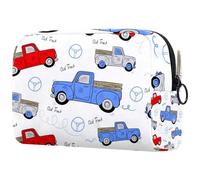 Trousse per cosmetici da donna, colorata, con stampa di vecchi camioncini, per articoli da toeletta da viaggio, grande, pratica borsa organizer con cerniera, Multi, 18.5x7.5x13cm/7.3x3x5.1in, Beauty