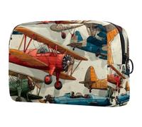Trousse per cosmetici da donna, colorata, con vecchi aeroplani, per articoli da toeletta da viaggio, grande, pratica borsa organizer con cerniera