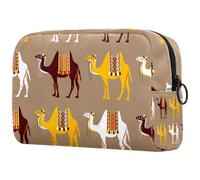 Trousse per cosmetici da donna, con cammelli egiziani, borsa da viaggio grande, pratica borsa organizer con cerniera, Multi, 18.5x7.5x13cm/7.3x3x5.1in, Beauty case
