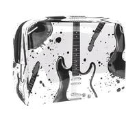 Trousse per cosmetici da donna, con chitarra e macchie di inchiostro, borsa da viaggio grande in PVC per trucchi, pratica custodia organizer con cerniera, Multi, 18.5x7.5x13cm/7.3x3x5.1in, Beauty case