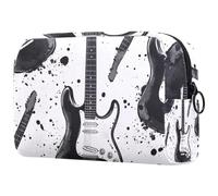 Trousse per cosmetici da donna, con chitarra e macchie d'inchiostro, borsa da viaggio per articoli da toeletta grandi, pratica borsa organizer con cerniera, Multi, 18.5x7.5x13cm/7.3x3x5.1in, Beauty