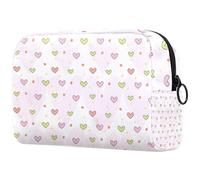 Trousse per cosmetici da donna, con cuori colorati e pois, borsa da viaggio per articoli da toeletta grandi, pratica borsa organizer con cerniera, Multi, 18.5x7.5x13cm/7.3x3x5.1in, Beauty case