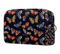 Trousse per cosmetici da donna, con falene e farfalle, per articoli da toeletta da viaggio, grande, pratica borsa organizer con cerniera, Multi, 18.5x7.5x13cm/7.3x3x5.1in, Beauty case