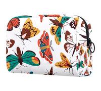 Trousse per cosmetici da donna, con farfalle e falene, per articoli da toeletta da viaggio, grande, pratica borsa organizer con cerniera, Multi, 18.5x7.5x13cm/7.3x3x5.1in, Beauty case