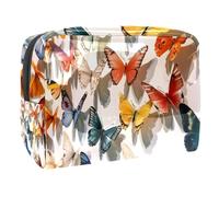 Trousse per cosmetici da donna, con farfalle e ombre, da viaggio, grande, in PVC, con cerniera, Multi, 18.5x7.5x13cm/7.3x3x5.1in, Beauty case