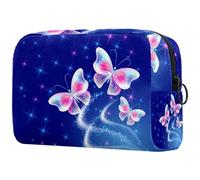 Trousse per cosmetici da donna, con farfalle volanti luminose, borsa da viaggio per articoli da toeletta grandi, pratica borsa organizer con cerniera, Multi, 18.5x7.5x13cm/7.3x3x5.1in, Beauty case