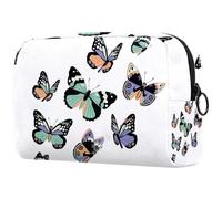 Trousse per cosmetici da donna, con farfalle volanti, per articoli da toeletta da viaggio, grande, pratica borsa organizer con cerniera, Multi, 18.5x7.5x13cm/7.3x3x5.1in, Beauty case