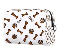 Trousse per cosmetici da donna, con impronte e ossa di animali domestici, borsa da viaggio per articoli da toeletta grandi, pratica borsa organizer con cerniera, Multi, 18.5x7.5x13cm/7.3x3x5.1in