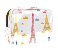Trousse per cosmetici da donna, con motivo torri Eiffel, borsa da viaggio grande in PVC per trucchi, pratica borsa organizer con cerniera, Multi, 18.5x7.5x13cm/7.3x3x5.1in, Beauty case