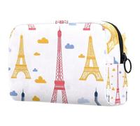 Trousse per cosmetici da donna, con motivo Torri Eiffel, borsa da viaggio per articoli da toeletta grande, pratica borsa organizer con cerniera, Multi, 18.5x7.5x13cm/7.3x3x5.1in, Beauty case