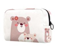 Trousse per cosmetici da donna, con orso e scritta "Mother and Her Baby", per articoli da toeletta da viaggio, grande, pratica borsa organizer con cerniera, Multi, 18.5x7.5x13cm/7.3x3x5.1in, Beauty