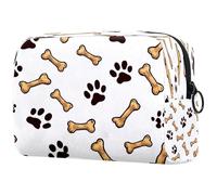 Trousse per cosmetici da donna, con ossa e impronte di animali domestici, borsa da viaggio per articoli da toeletta grandi, pratica borsa organizer con cerniera, Multi, 18.5x7.5x13cm/7.3x3x5.1in