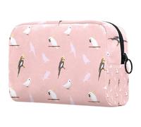 Trousse per cosmetici da donna, con pappagalli grigi e bianchi su rami, borsa da viaggio grande per trucchi, pratica borsa organizer con cerniera, Multi, 18.5x7.5x13cm/7.3x3x5.1in, Beauty case