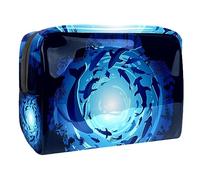 Trousse per cosmetici da donna, con sagoma di pesce in una grotta subacquea, borsa da viaggio per articoli da toeletta grandi in PVC con cerniera, Multi, 18.5x7.5x13cm/7.3x3x5.1in, Beauty case