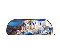 Trousse per cosmetici da donna, con stampa di scheletro e osso, borsa per il trucco, borsa da viaggio, astuccio per articoli da toeletta, Santorini Greek Island Vista Mare, One Size
