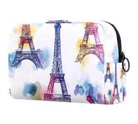 Trousse per cosmetici da donna, con stampa di Torri Eiffel, per articoli da toeletta da viaggio, grande, pratica borsa organizer con cerniera, Multi, 18.5x7.5x13cm/7.3x3x5.1in, Beauty case