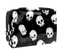 Trousse per cosmetici da donna, con teschio e fantasmi, borsa da viaggio grande in PVC per trucchi, pratica custodia organizer con cerniera, Multi, 18.5x7.5x13cm/7.3x3x5.1in, Beauty case