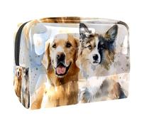 Trousse per cosmetici da donna, motivo: Labrador Berger Allemand, in PVC, con cerniera, grande borsa da viaggio per trucchi, Multi, 18.5x7.5x13cm/7.3x3x5.1in, Beauty case