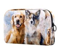 Trousse per cosmetici da donna, motivo: Labrador Berger Allemand, per articoli da toeletta da viaggio, grande, pratica borsa organizer con cerniera, Multi, 18.5x7.5x13cm/7.3x3x5.1in, Beauty case