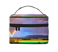 Trousse per cosmetici da sera, con stampa arcobaleno, da donna, grande, organizer da viaggio