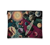 Trousse per cosmetici, design planetario con galassia, borsa da viaggio per trucco da donna, piccola custodia portatile con cerniera, scelta perfetta per gli amanti della scienza, Multicolore, 7x9