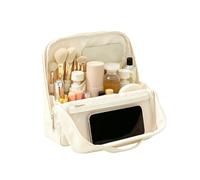 Trousse per cosmetici e articoli da toeletta, Beige, Fare riferimento alla | Beauty case da viaggio per ragazze, frequent flyer, viaggi d'affari, vacanze, hotel, bagno, palestra, campeggio all'aperto