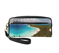 Trousse per cosmetici - Isola di Cuba - Piccola borsa per il trucco in pelle stampata per viaggi, organizer per articoli da toeletta con custodia con cerniera, nero, taglia unica, colore nero, Nero