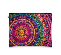 Trousse per cosmetici, multicolore, motivo mandala, astuccio da viaggio per trucco da donna, piccolo organizer portatile in tela con cerniera, regalo per festival e vacanze, Multicolore, 7x9 Inch