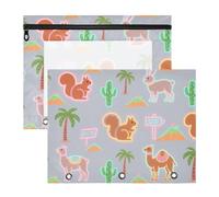 Trousse per cosmetici, multiuso, portapenne, per lettere formato A4, confezione da 2 pezzi, per studenti, ufficio, animali del deserto, cammello, scoiattolo, bolsa per lapices