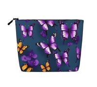 Trousse per cosmetici - Organizer da viaggio per articoli da toeletta con stampa floreale in canapa finta, una confezione per molteplici usi, conservazione quotidiana, Bella farfalla viola., Taglia