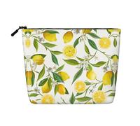 Trousse per cosmetici - Organizer da viaggio per articoli da toeletta in canapa finta con stampa a colori vivaci, una confezione per molteplici usi, conservazione quotidiana, Limoni tropicali freschi