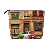 Trousse per cosmetici riutilizzabile con stampa di tamburi jazz, organizer da viaggio, borsa multiuso per riporre tutti i giorni delle donne, Bellissima Italia, Taglia unica
