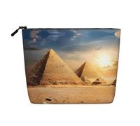 Trousse per cosmetici riutilizzabile con stampa di tamburi jazz, organizer da viaggio, borsa multiuso per riporre tutti i giorni delle donne, Piramide egiziana nel deserto, Taglia unica