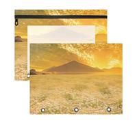 Trousse per cosmetici, robusta perforatrice a 3 fori per lettere di carta A4, confezione da 2 per insegnanti, ritorno a scuola, bellissimo tramonto margherita fiore estuche para lapices