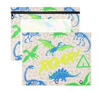 Trousse per cosmetici, robusta, portapenne, per lettere formato A4, confezione da 2 pezzi, per insegnanti, a casa, ruggenti, dinosauri, fluorescenti, blu, verde, mimetico, estuche para lapices