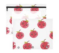 Trousse per cosmetici, robuste cartelle tascabili per lettere A4, confezione da 2 pezzi, per insegnanti, studenti, insegnanti, ribes rosso, frutta, bianco