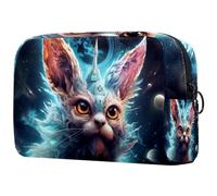 Trousse per il trucco, borsa da viaggio per cosmetici, borsa per il trucco, borsa portatile versatile con cerniera per le donne - Animali del cielo stellato, Multicolore 4, 18.5x7.5x13cm/7.3x3x5.1in,