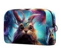 Trousse per il trucco, borsa da viaggio per cosmetici, borsa per il trucco, borsa portatile versatile con cerniera per le donne - Animali del cielo stellato, Multicolore 9, 18.5x7.5x13cm/7.3x3x5.1in,