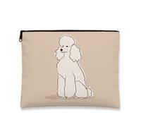 Trousse per il trucco con barboncino, grazioso astuccio da viaggio per cosmetici, da donna, organizer portatile con cerniera per la cura della pelle, regalo ideale per gli amanti degli animali, uso