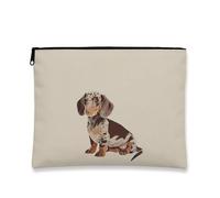 Trousse per il trucco con bassotto, borsa da viaggio per donne, organizer portatile in tela con cerniera, regalo per gli amanti dei cani, borsa da toilette per la cura della pelle per tutte le