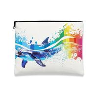 Trousse per il trucco con delfino, borsa da viaggio per cosmetici, da donna, piccola borsa portatile in tela con cerniera, borsa da toeletta regalo estiva, Blu, 7x9 Inch, Delfino